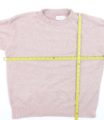 Topman Men Pink Wool Blend Crew Neck Jumper Size M Casual Knitwear