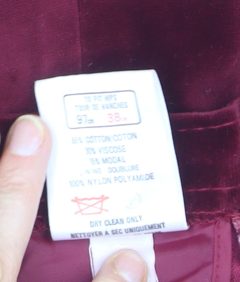 Marks and Spencer Womens Red Velvet A-Line Skirt Size 14