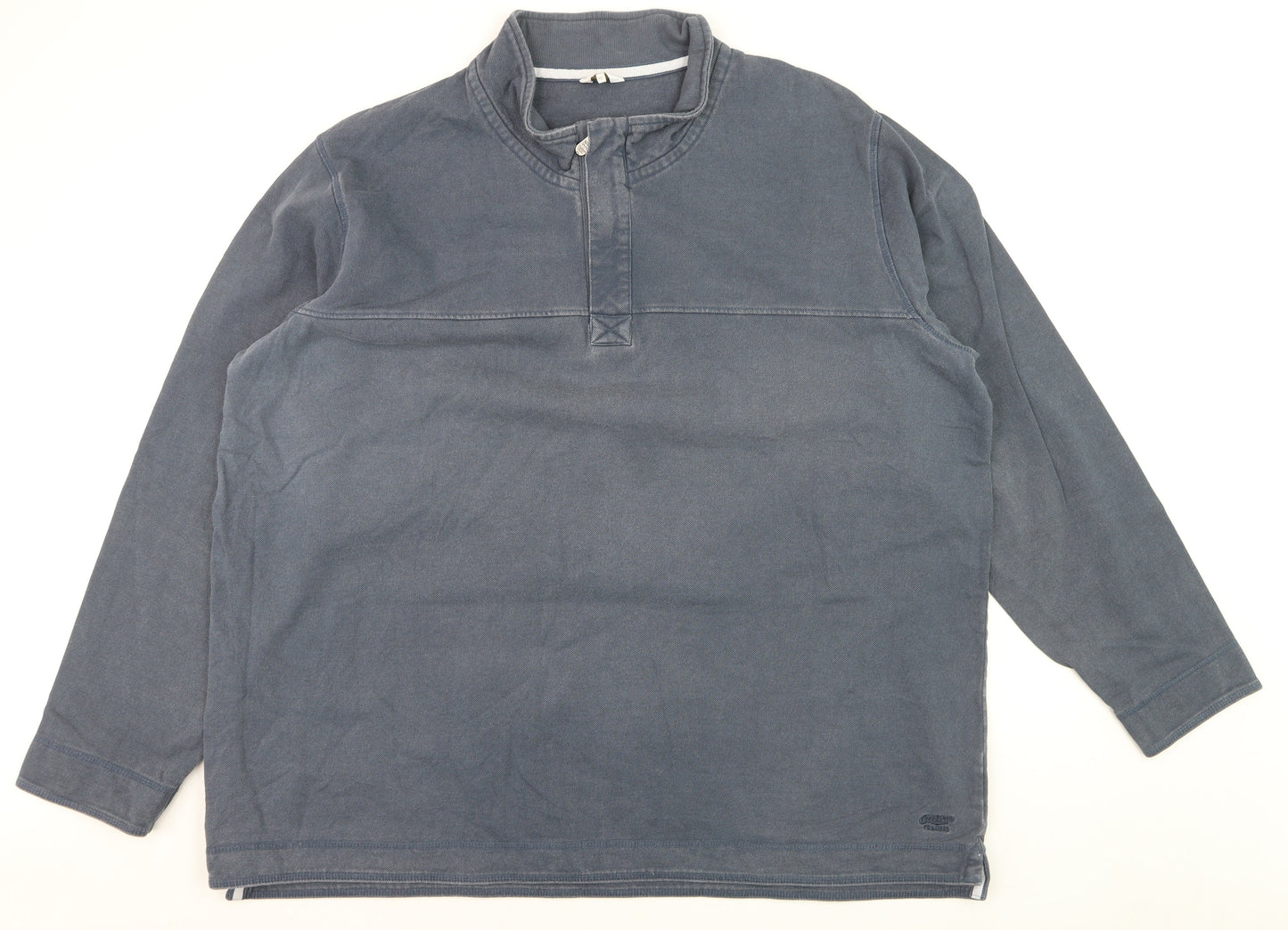 Cotton Traders Men's Blue 4XL Long Sleeve Stand Collar Cotton Shirt