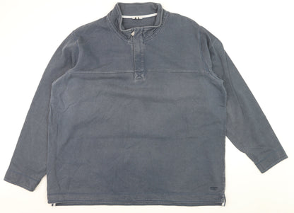 Cotton Traders Men's Blue 4XL Long Sleeve Stand Collar Cotton Shirt