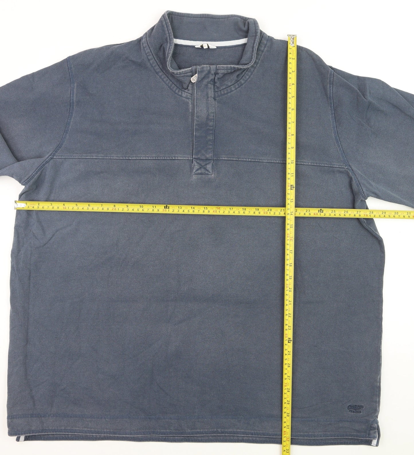 Cotton Traders Men's Blue 4XL Long Sleeve Stand Collar Cotton Shirt