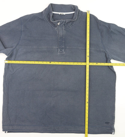 Cotton Traders Men's Blue 4XL Long Sleeve Stand Collar Cotton Shirt