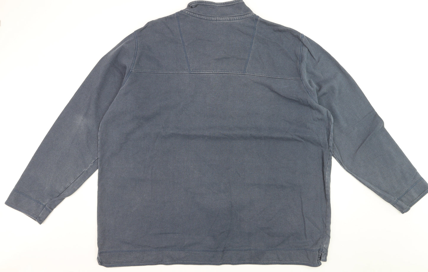 Cotton Traders Men's Blue 4XL Long Sleeve Stand Collar Cotton Shirt