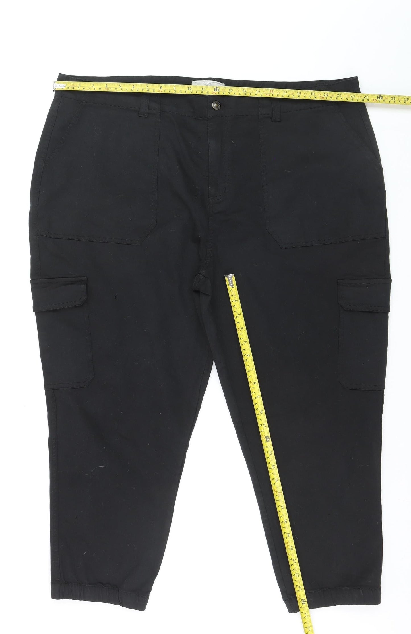Fat Face Women's Black Cargo Trousers Size 24 Short Cotton Stretch