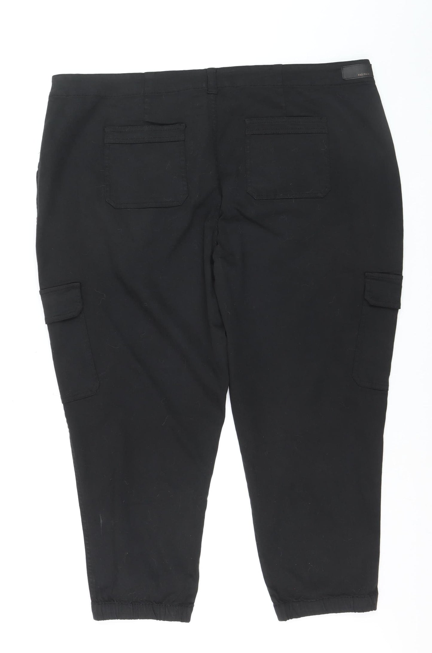 Fat Face Women's Black Cargo Trousers Size 24 Short Cotton Stretch