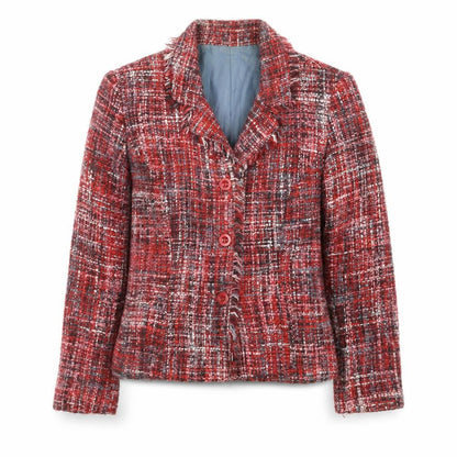 Briggs Petite Red Bouclé Single-Breasted Blazer Women's Size 4
