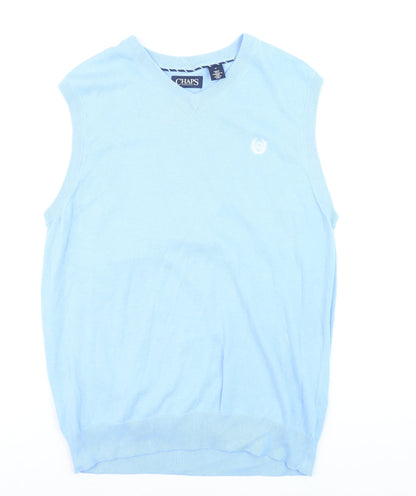 Chaps Men's Blue Cotton V-Neck Sleeveless Knit Vest M