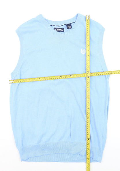 Chaps Men's Blue Cotton V-Neck Sleeveless Knit Vest M