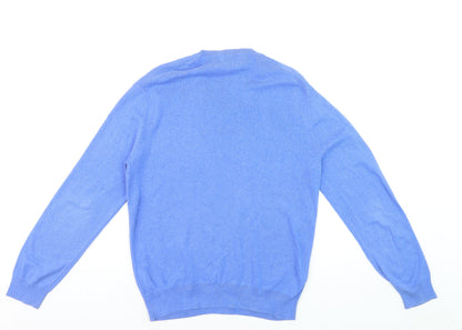 Polo Ralph Lauren Men's Blue Cotton V-Neck Jumper Size M