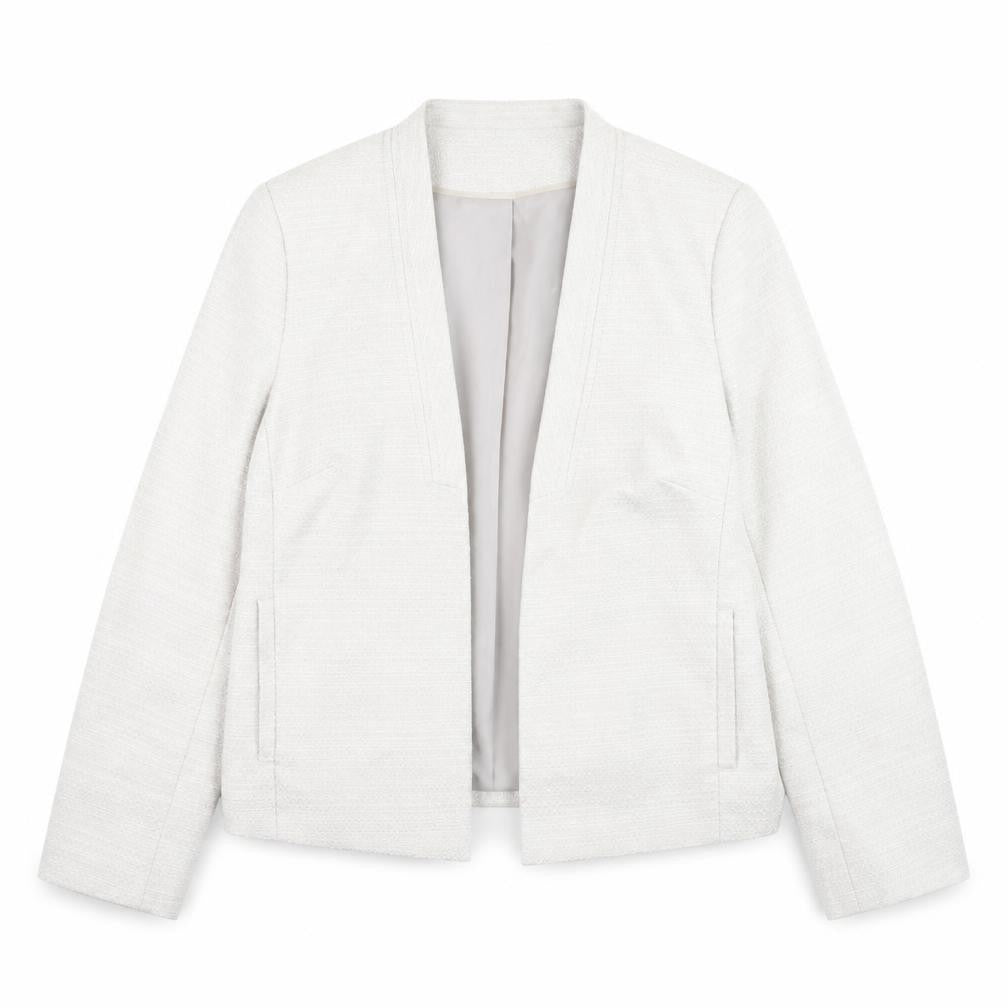 Bonmarché Women Ivory Size 14 Shawl Collar Lined Blazer Jacket