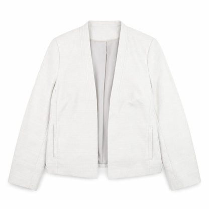 Bonmarché Women Ivory Size 14 Shawl Collar Lined Blazer Jacket