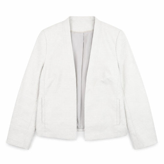 Bonmarché Women Ivory Size 14 Shawl Collar Lined Blazer Jacket