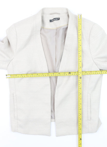 Bonmarché Women Ivory Size 14 Shawl Collar Lined Blazer Jacket
