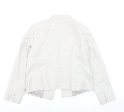 Bonmarché Women Ivory Size 14 Shawl Collar Lined Blazer Jacket