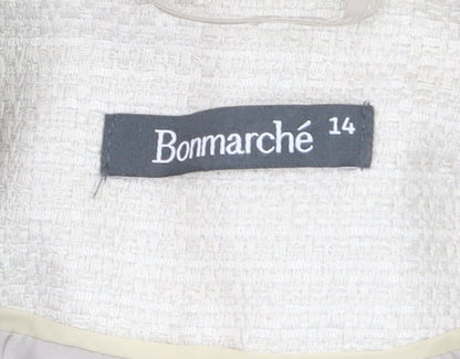 Bonmarché Women Ivory Size 14 Shawl Collar Lined Blazer Jacket