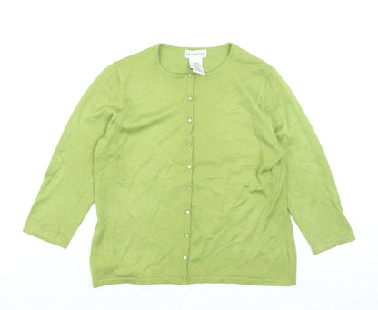 White Stag Women's Green 3/4 Sleeve Cardigan M Knit Lightweight