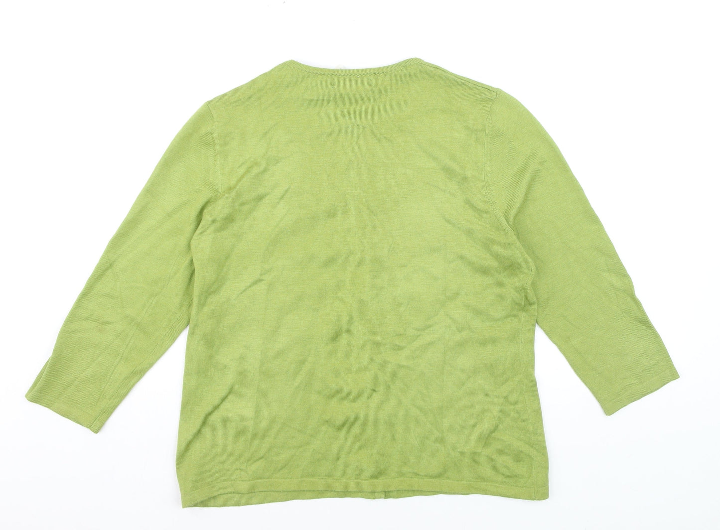 White Stag Women's Green 3/4 Sleeve Cardigan M Knit Lightweight