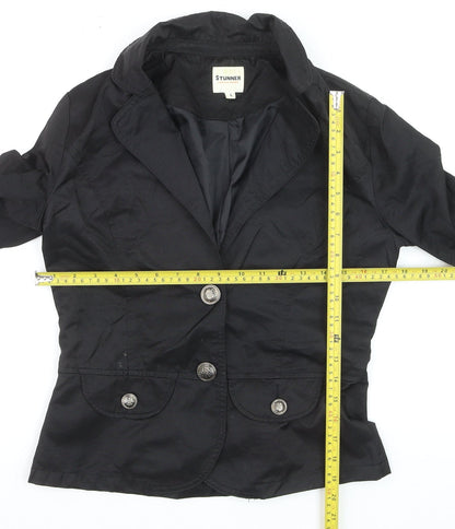 Stunner Women's Black Tailored Two-Button Blazer Jacket Size L