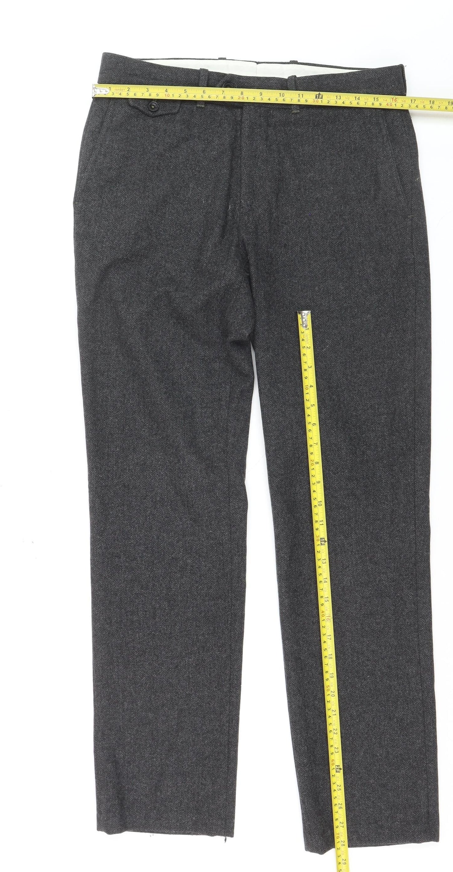 White Stuff Men's Grey Herringbone Chino Trousers 32R