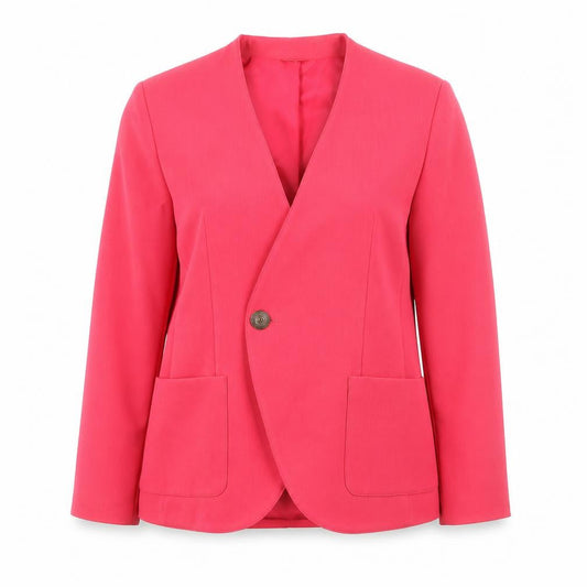 Front view of C&A Women Pink Regular Fit Single-Breasted Blazer, size 16