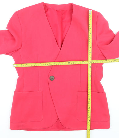 C&A Women Pink Regular Fit Single-Breasted Blazer Size 16