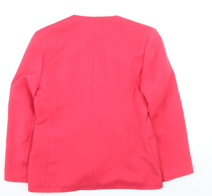 C&A Women Pink Regular Fit Single-Breasted Blazer Size 16