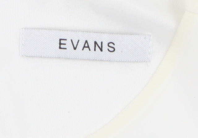 Evans Womens White Floral Chiffon Tunic Blouse Size 18