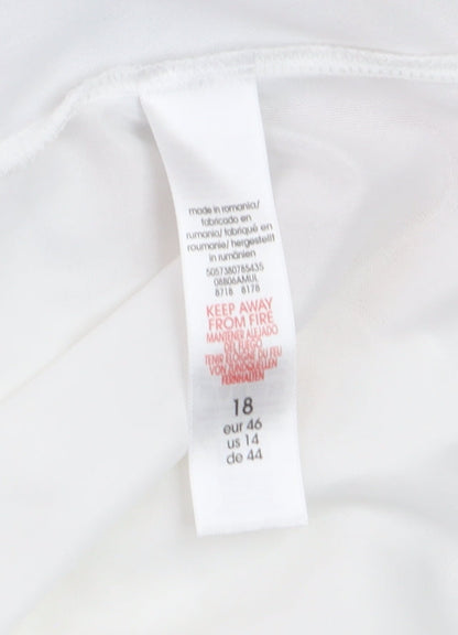 Evans Womens White Floral Chiffon Tunic Blouse Size 18