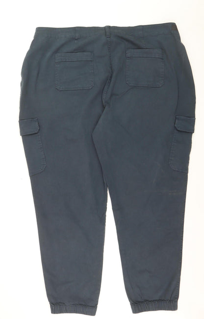 Fat Face Mens Blue Cargo Trousers 24L Regular Fit Cotton Blend