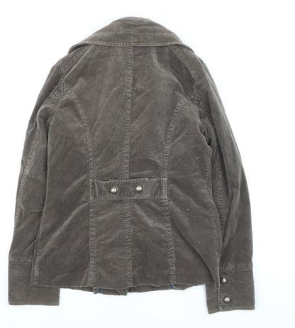 H&M Womens Brown Cotton Blend Double-Breasted Jacket Size 10