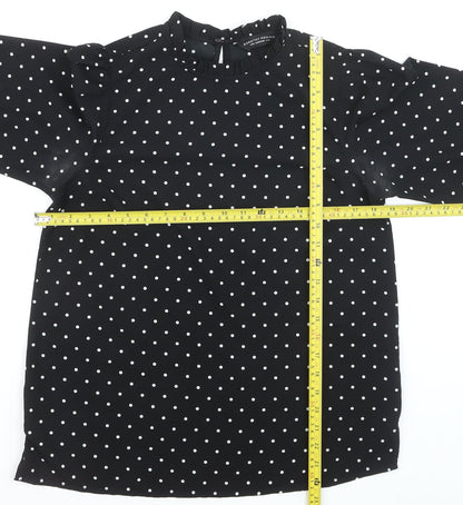 Dorothy Perkins Women Black Polka Dot Long Sleeve Blouse UK 10