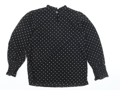 Dorothy Perkins Women Black Polka Dot Long Sleeve Blouse UK 10