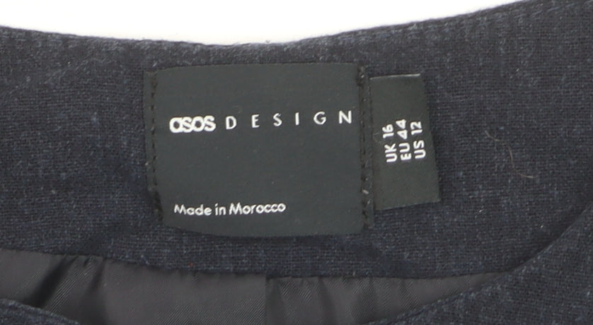 ASOS DESIGN Women's Blue Linen Blend Waistcoat Size 16 Tailored Sleeveless