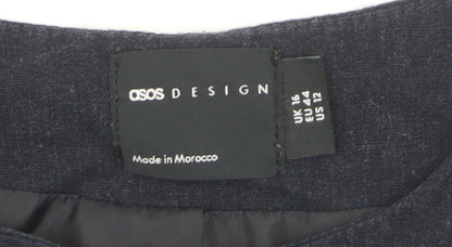 ASOS DESIGN Women's Blue Linen Blend Waistcoat Size 16 Tailored Sleeveless