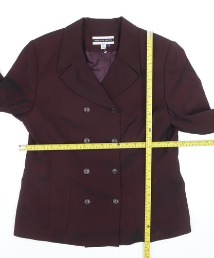 Amanda Smith Womens Purple Size 14 Double-Breasted Stretch Suit Jacket