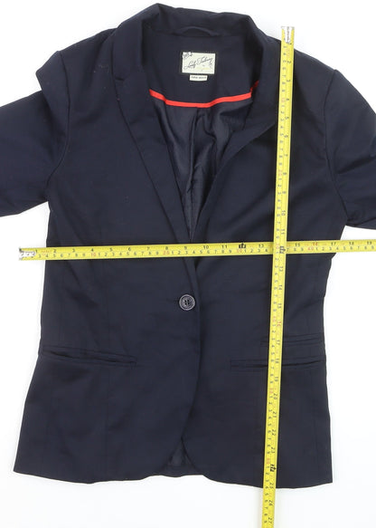 Pull & Bear Women's Navy Blue Slim Fit Blazer Size 10 Single Breasted