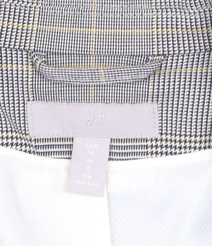 H&M Women Grey Check Blazer UK 8 Tailored Single-Breasted Jacket