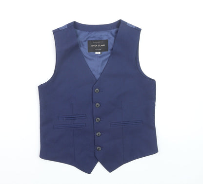 River Island Boys Blue Waistcoat 11 Years Formal Suit Waistcoat Lined