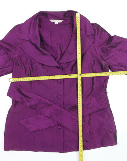 Cleo Women’s Purple Belted Suit Jacket L Satin Look Formal Wear