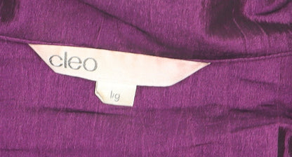 Cleo Women’s Purple Belted Suit Jacket L Satin Look Formal Wear