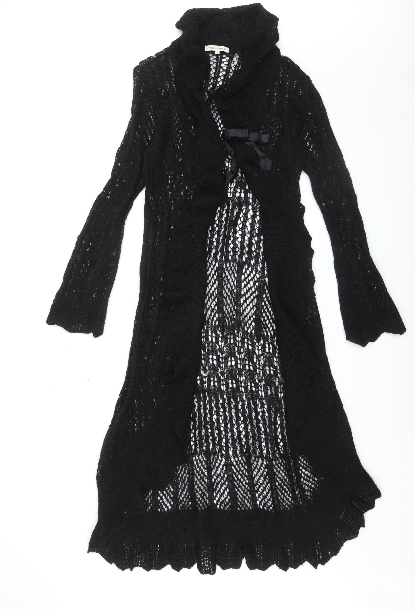 Laura Ashley Women’s Black Open Knit Long Cardigan M