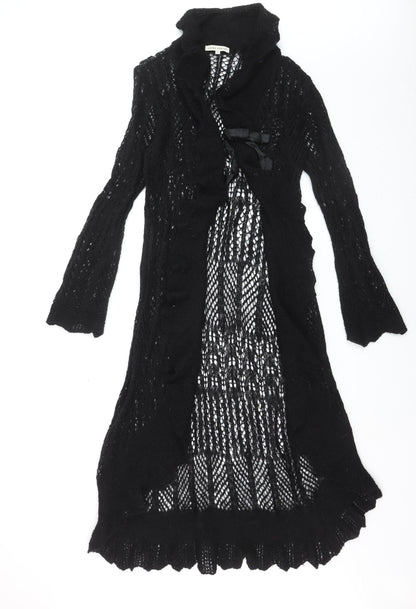 Laura Ashley Women’s Black Open Knit Long Cardigan M