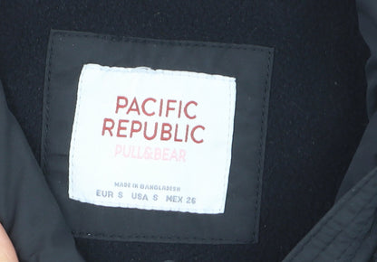 Pull&Bear Men’s Black Hooded Windbreaker Jacket Size S