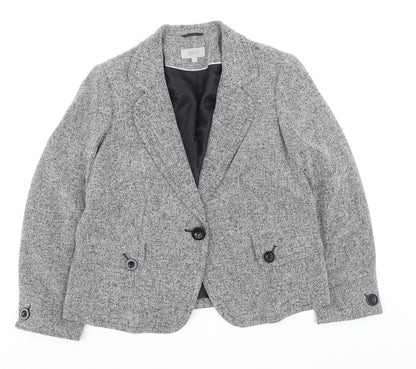 Marks and Spencer Women Grey Tweed Blazer Jacket Size 10 Classic Fit