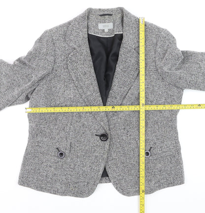 Marks and Spencer Women Grey Tweed Blazer Jacket Size 10 Classic Fit