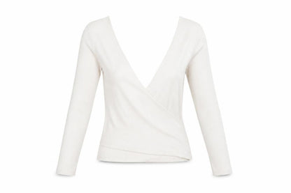 ZARA Women's Beige Long Sleeve Wrap V-Neck Slim Fit Blouse M