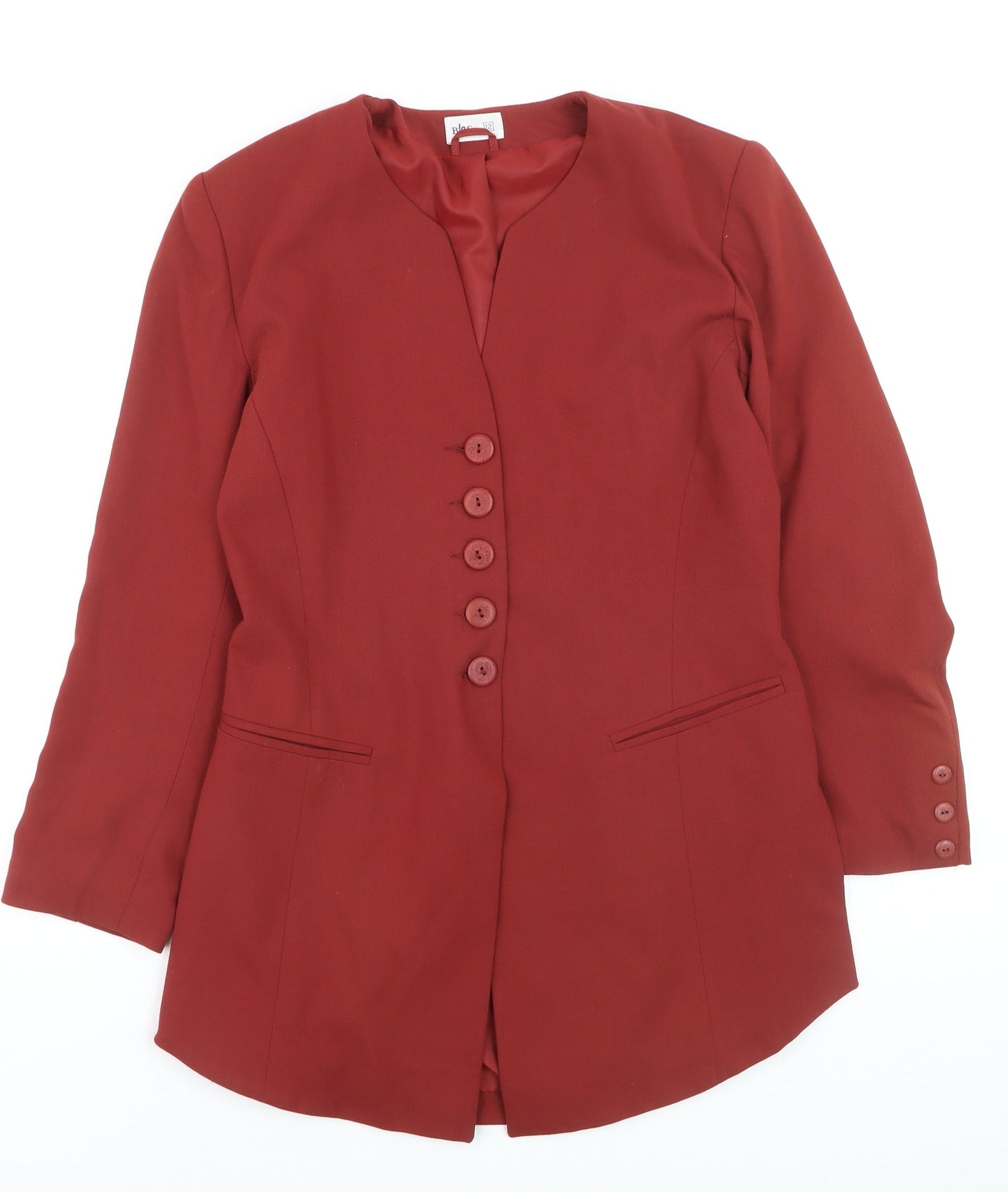 BHS Womens Red Size 12 Long Sleeve Tailored Blazer