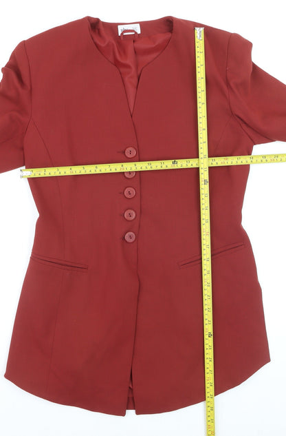 BHS Womens Red Size 12 Long Sleeve Tailored Blazer