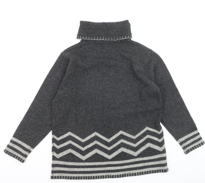 BHS Women’s Grey Roll Neck Wool Pullover Jumper Size 14-16