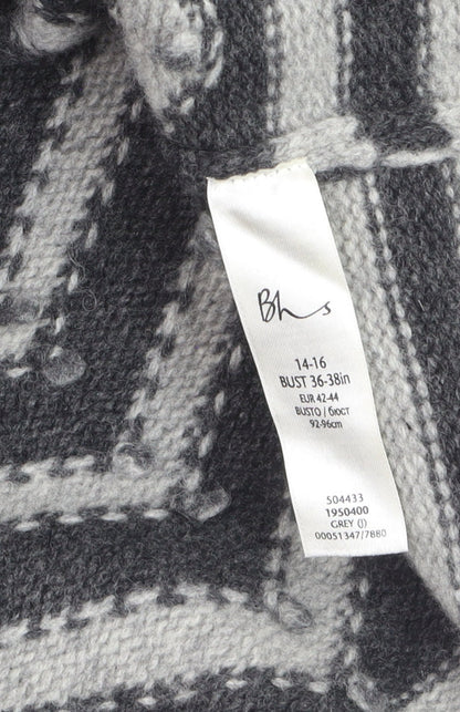 BHS Women’s Grey Roll Neck Wool Pullover Jumper Size 14-16